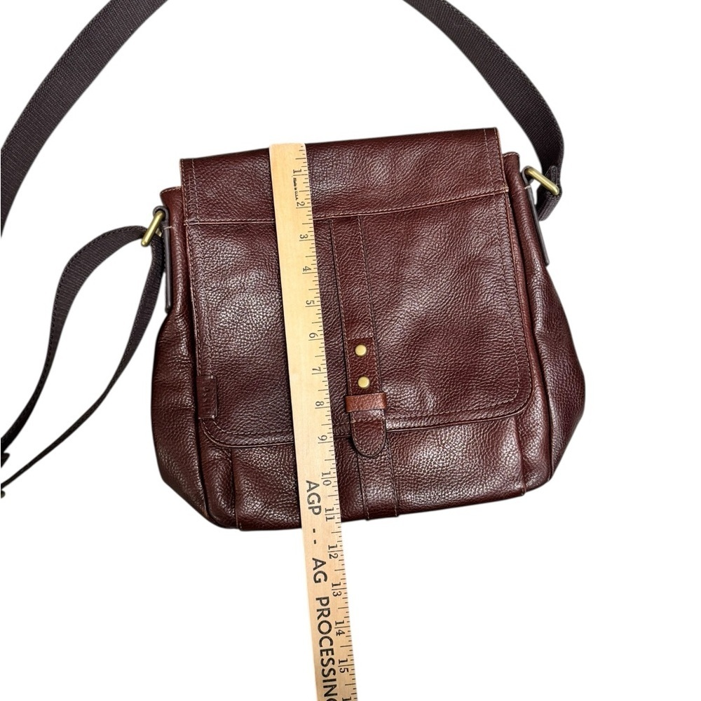 Fossil Brown Pebbled Leather Crossbody Bag Boho Vintage Classic Adjustable Strap - Picture 7 of 9